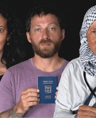 Freedom Flotilla hunger strikers Huwaida Arraf (from left -- Palestinian/American), Omer Sharir (Israeli) and Zohar Chamberlain Regev (Israeli/German)