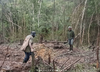Wenda accuses Indonesian troops of bombarding village in Star mountains Kiwirok villagers show some of the areas that have been bombed in the attack on their village