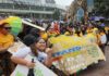 Teachers from Otahuhu Primary School among the thousands at today's "mega strike" rally