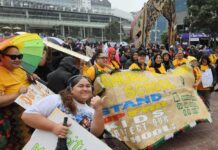Teachers from Otahuhu Primary School among the thousands at today's "mega strike" rally