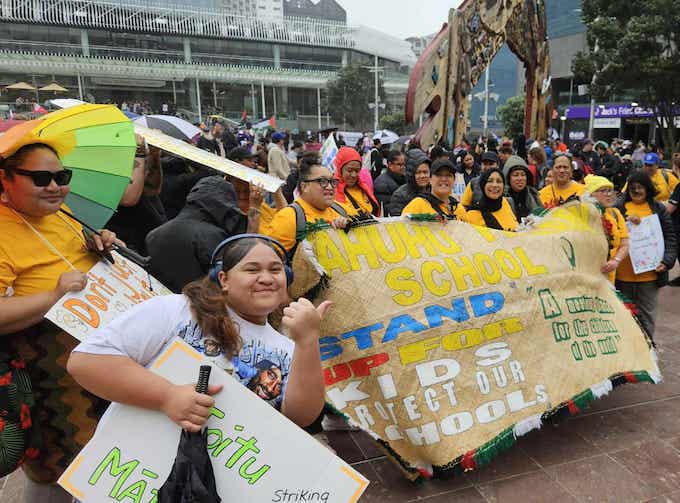 Otahuhu Primary School mega strike 23Oct25 680wide Teachers from Otahuhu Primary School among the thousands at today's