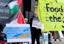 Protesters at an Auckland rally against Israel's genocidal two-year war on Gaza target alleged complicity by RocketLab and BlackSky
