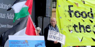 NZ minister warned on possible risk over Israeli use of satellites Protesters at an Auckland rally against Israel's genocidal two-year war on Gaza target alleged complicity by RocketLab and BlackSky