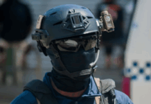 A member of the Police Response Team in Solomon Islands