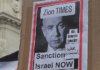 "War criminal" . . . a poster condemning Israeli Prime Minister Benjamin Netanyahu