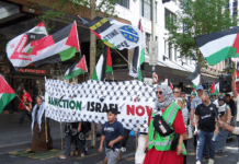 Palestinian supporters protest against the ongoing Gaza genocide by Israel in spite of the "ceasefire"