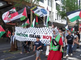 Palestinian supporters protest against the ongoing Gaza genocide by Israel in spite of the "ceasefire"
