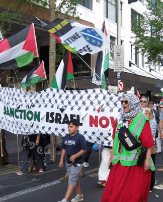 Palestinian supporters protest against the ongoing Gaza genocide by Israel in spite of the "ceasefire"