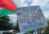 A BDS - boycott, divestment and sanctions - placard