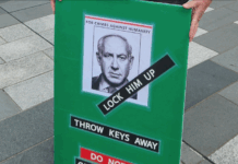 Israeli torture, abuse of Palestinian prisoners, death penalty law – yet NZ remains silent Israeli Prime Minister Benjamin Netanyahu portrayed on a placard at a New Zealand pro-Palestine rally