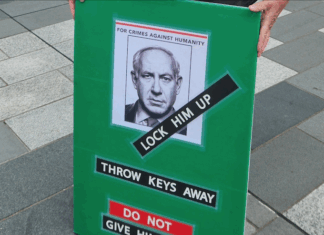 Israeli torture, abuse of Palestinian prisoners, death penalty law – yet NZ remains silent Israeli Prime Minister Benjamin Netanyahu portrayed on a placard at a New Zealand pro-Palestine rally