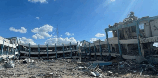 An UNRWA school in Gaza destroyed by Israeli bombing