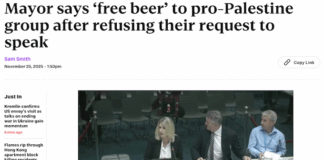 Activists slam Mayor Brown’s ‘free beer’ cavalier response to Palestine genocide issue Auckland Mayor Wayne Brown draws angry response from pro-Palestine advocates