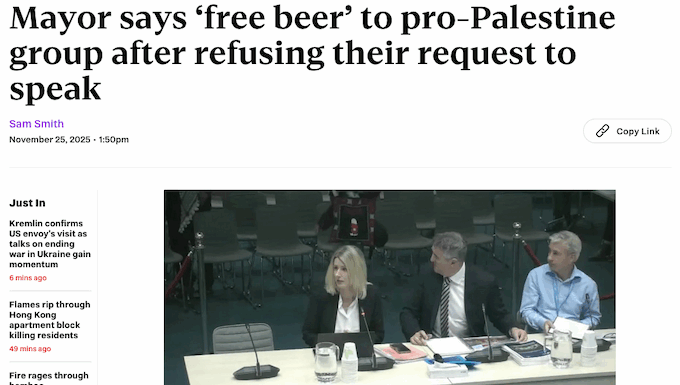 Activists slam Mayor Brown’s ‘free beer’ cavalier response to Palestine genocide issue Auckland Mayor Wayne Brown draws angry response from pro-Palestine advocates