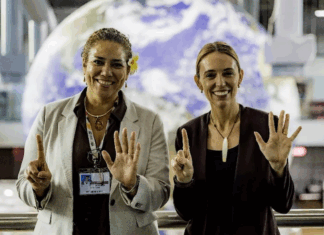 Dame Jacinda Ardern, Special Envoy for Oceania and former prime minister of Aotearoa New Zealand (right) and Coral Pasisi, Director of Climate Change and Sustainability at the Pacific Community (SPC)