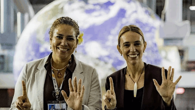 Dame Jacinda Ardern, Special Envoy for Oceania and former prime minister of Aotearoa New Zealand (right) and Coral Pasisi, Director of Climate Change and Sustainability at the Pacific Community (SPC)
