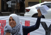 New Zealand backing Israel over two-state solution shows galling weak leadership Palestinian rally MC Lamees Elthiny speaks to a protest rally in Auckland today themed on the "BDS - Boycott Divestments Sanctions" campaign against New Zealand companies alleged to be complicit with Israel's genocide in Gaza