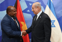 PNG Prime Minister James Marape (left) and Israeli Prime Minister Benjamin Netanyahu