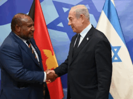 PNG Prime Minister James Marape (left) and Israeli Prime Minister Benjamin Netanyahu