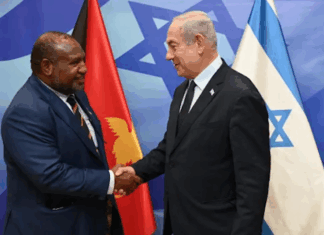 PNG Prime Minister James Marape (left) and Israeli Prime Minister Benjamin Netanyahu