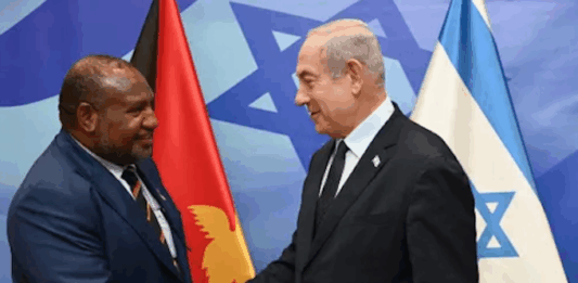PNG Prime Minister James Marape (left) and Israeli Prime Minister Benjamin Netanyahu