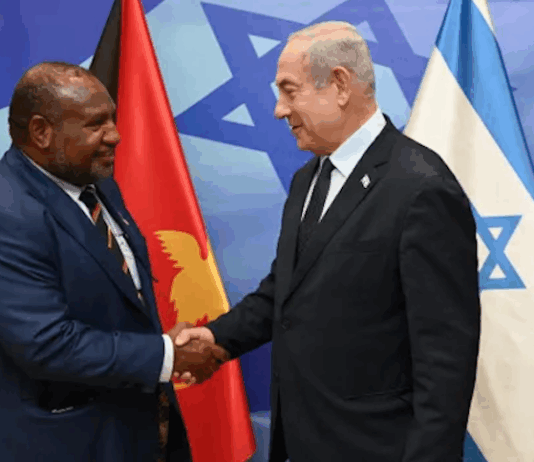 PNG Prime Minister James Marape (left) and Israeli Prime Minister Benjamin Netanyahu