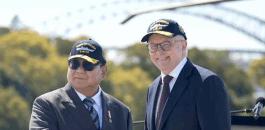 President Prabowo and Prime Minister Anthony Albanese sign an Australia–Indonesia Security Treaty on board HMAS Canberra