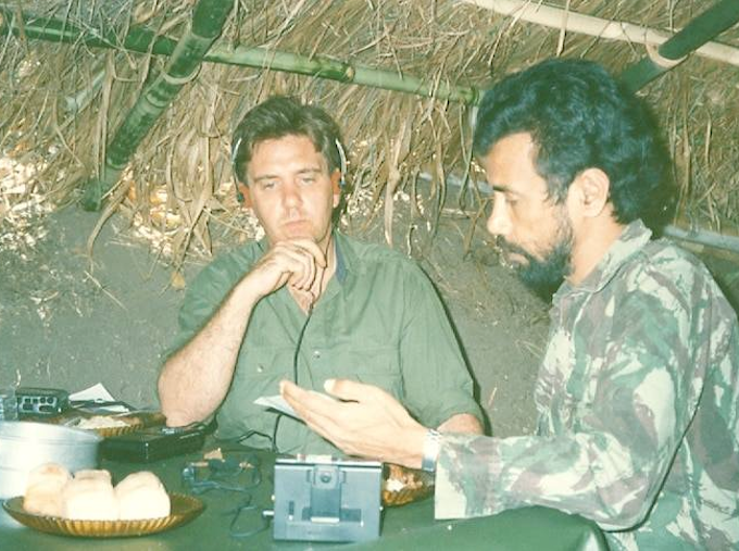 Journalist Robert Domm with Timorese resistance leader Xanana Gusmao, now Prime Minister of Timor-Leste, in a jungle hideout in 1990