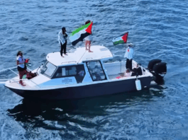 A Fiji pro-Palestinian solidarity protest in the Suva harbour