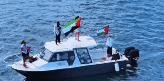 A Fiji pro-Palestinian solidarity protest in the Suva harbour