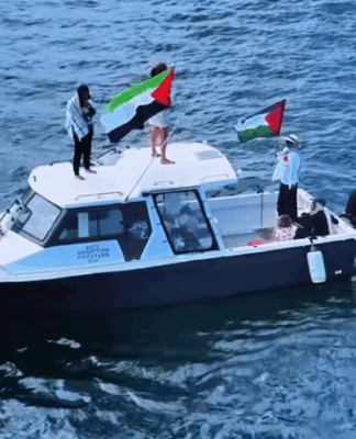 A Fiji pro-Palestinian solidarity protest in the Suva harbour