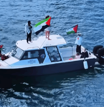 A Fiji pro-Palestinian solidarity protest in the Suva harbour
