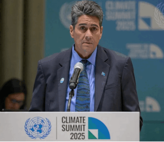 Palau's Surangel S. Whipps Jr addresses the Climate Summit 2025, a high-Level special event on Climate Action, at COP30 in Brazil