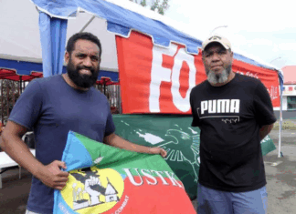 USTKE and other inter-union members met French Overseas Minister Naïma Moutchou on her visit to Camp Est prison in Nouméa