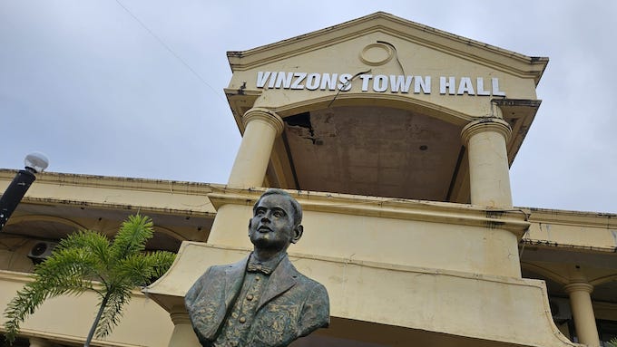 The bust of "Bintao" outside the Vinzons Town Hall.