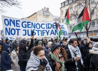 Genocide research institute levels accusations against Germany Protesters march in support of Palestinians in Berlin