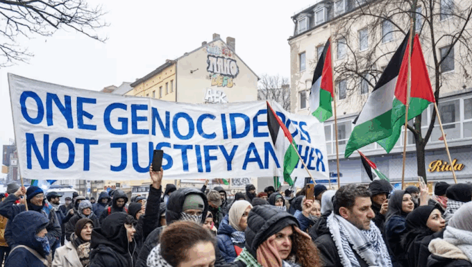 Genocide research institute levels accusations against Germany Protesters march in support of Palestinians in Berlin
