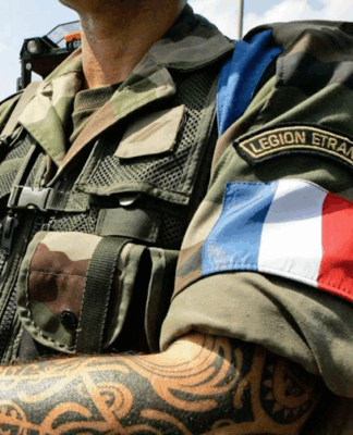 A soldier- not the suspect - in the French Foreign Legion uniform
