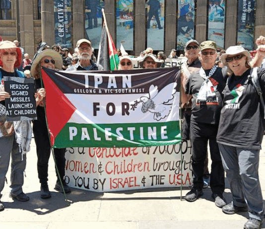 Peace activists at a recent protest for Palestine in Naarm/Melbourne