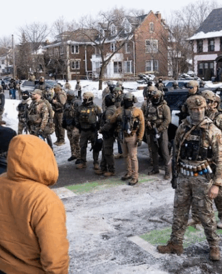 ICE agents in Minneapolis after the shooting of Renee Good last week
