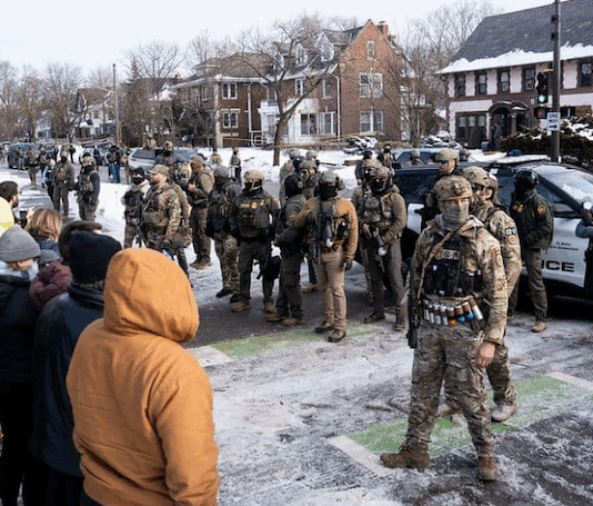 ICE agents in Minneapolis after the shooting of Renee Good last week