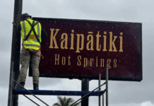 The new sign for Kaipātiki Hot Springs