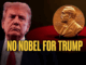 A media headline last October when US President Donald Trump missed out on his coveted Nobel Peace Prize