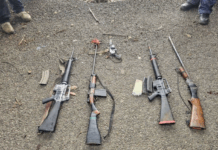 Weapons confiscated by Papua New Guinea police during a raid in the Tsak Valley