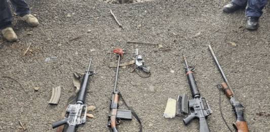 Weapons confiscated by Papua New Guinea police during a raid in the Tsak Valley