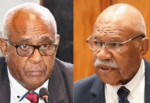 Fiji's Great Council of Chiefs Chairman Ratu Viliame Seruvakula and Prime Minister Sitiveni Rabuka