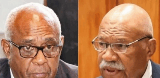 Fiji's Great Council of Chiefs Chairman Ratu Viliame Seruvakula and Prime Minister Sitiveni Rabuka
