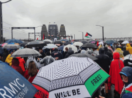 The Sydney Harbour Bridge "March for Humanity" on 3 August 2025