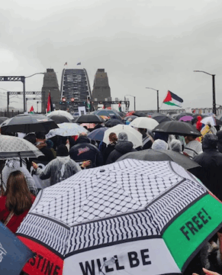 The Sydney Harbour Bridge "March for Humanity" on 3 August 2025