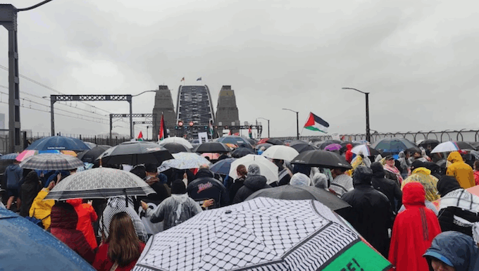 The Sydney Harbour Bridge "March for Humanity" on 3 August 2025